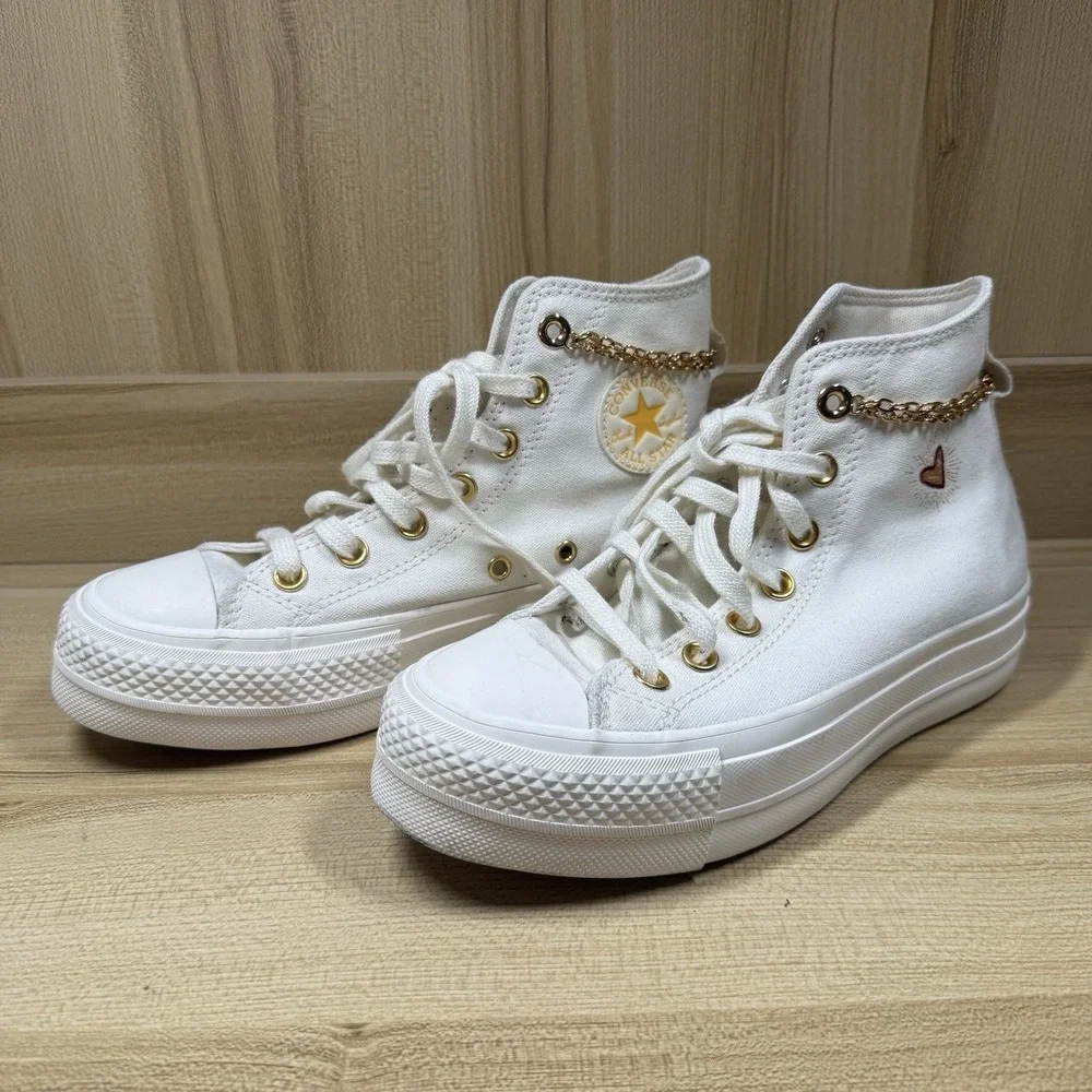 Converse Chuck Taylor High Platform Valentines Day 2023 Gold Chain Women's SZ 6